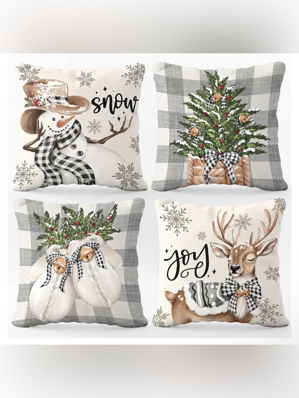 Set of 4 Christmas Pillow Covers 18”x18”